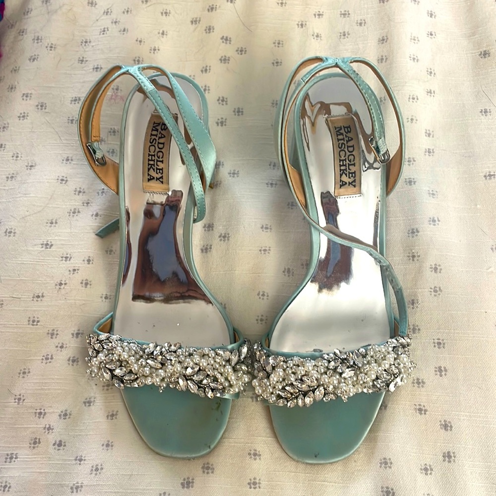 Light Blue badgley mischka bridal heels